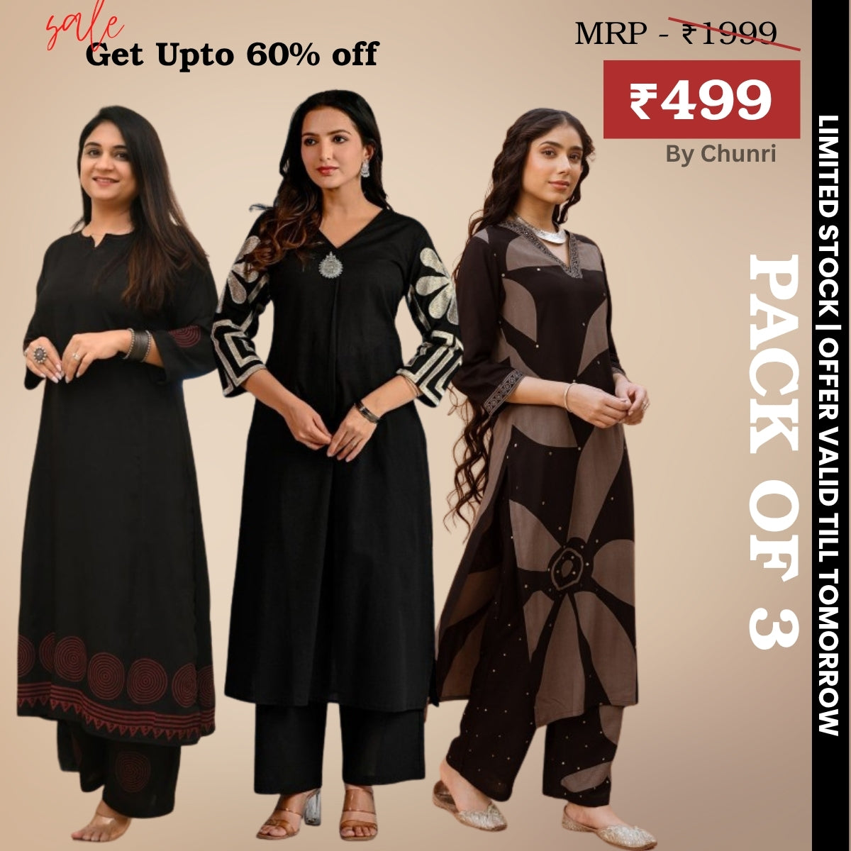 3-Piece Women’s Palazzo Kurti Set | Fusion of Comfort and Style for Any Occasion | KS-08