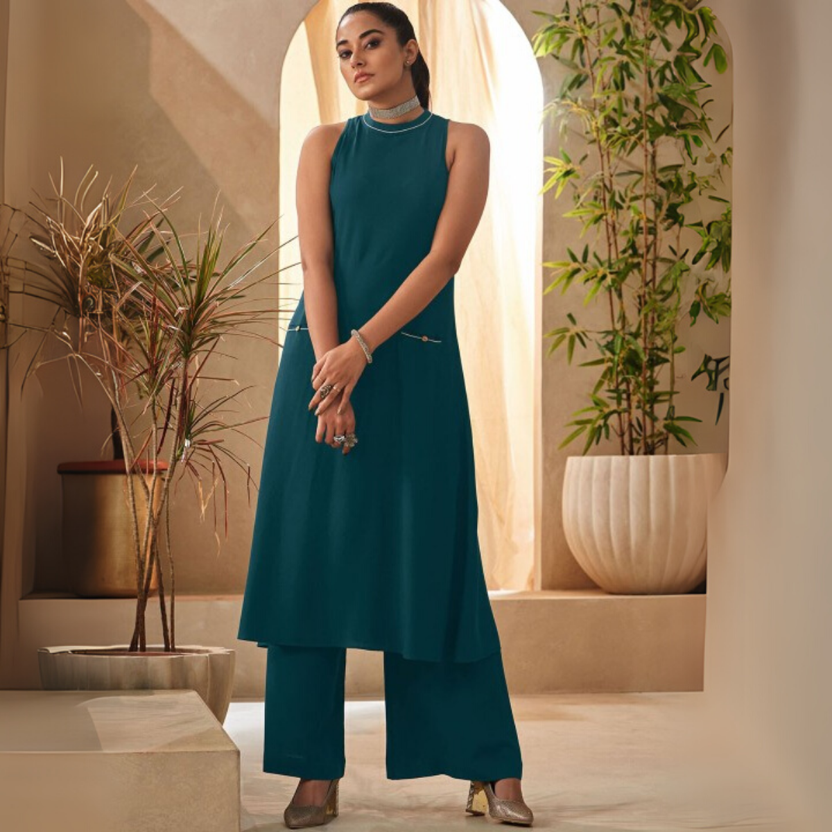 3-Piece Women’s Palazzo Kurti Set | Fusion of Comfort and Style for Any Occasion | KS-15