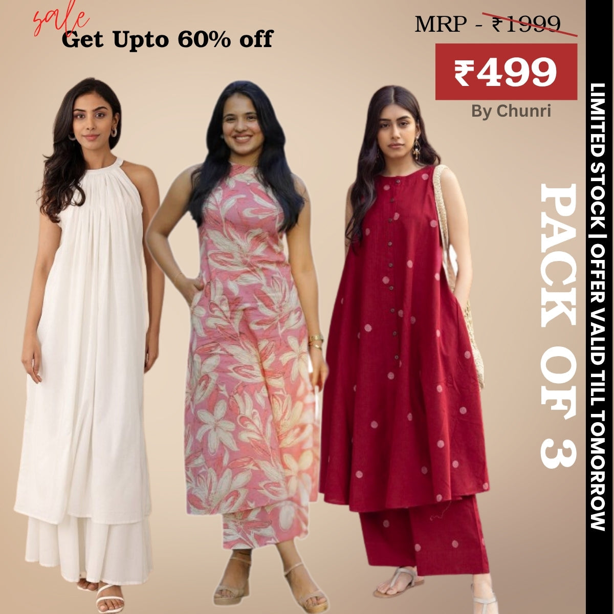 3-Piece Women’s Palazzo Kurti Set | Fusion of Comfort and Style for Any Occasion | KS-14