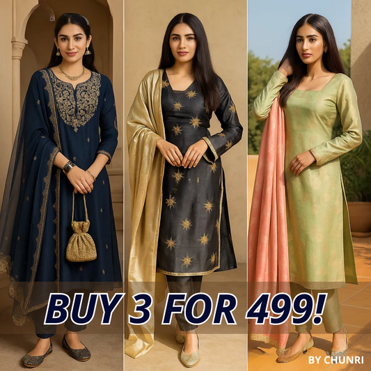 PACK OF 3 | Stylish Women’s Suit Set with Matching Dupatta | Perfect for Festivals & Parties | SD-05