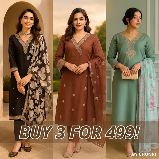 PACK OF 3 | Stylish Women’s Suit Set with Matching Dupatta | Perfect for Festivals & Parties | SD-06