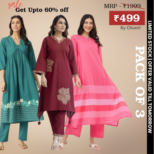 3-Piece Women’s Palazzo Kurti Set | Fusion of Comfort and Style for Any Occasion | KS-04