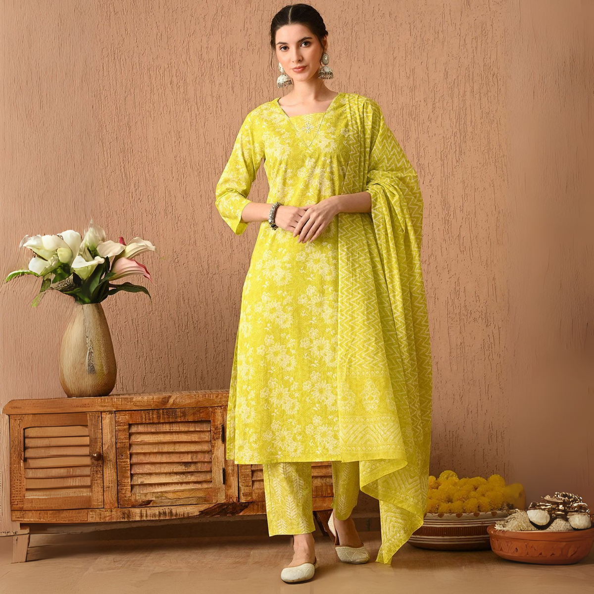 Comfort Meets Style: Women’s 3 Pack Cotton Kurta Set with Dupatta for Everyday Elegance| CK-04