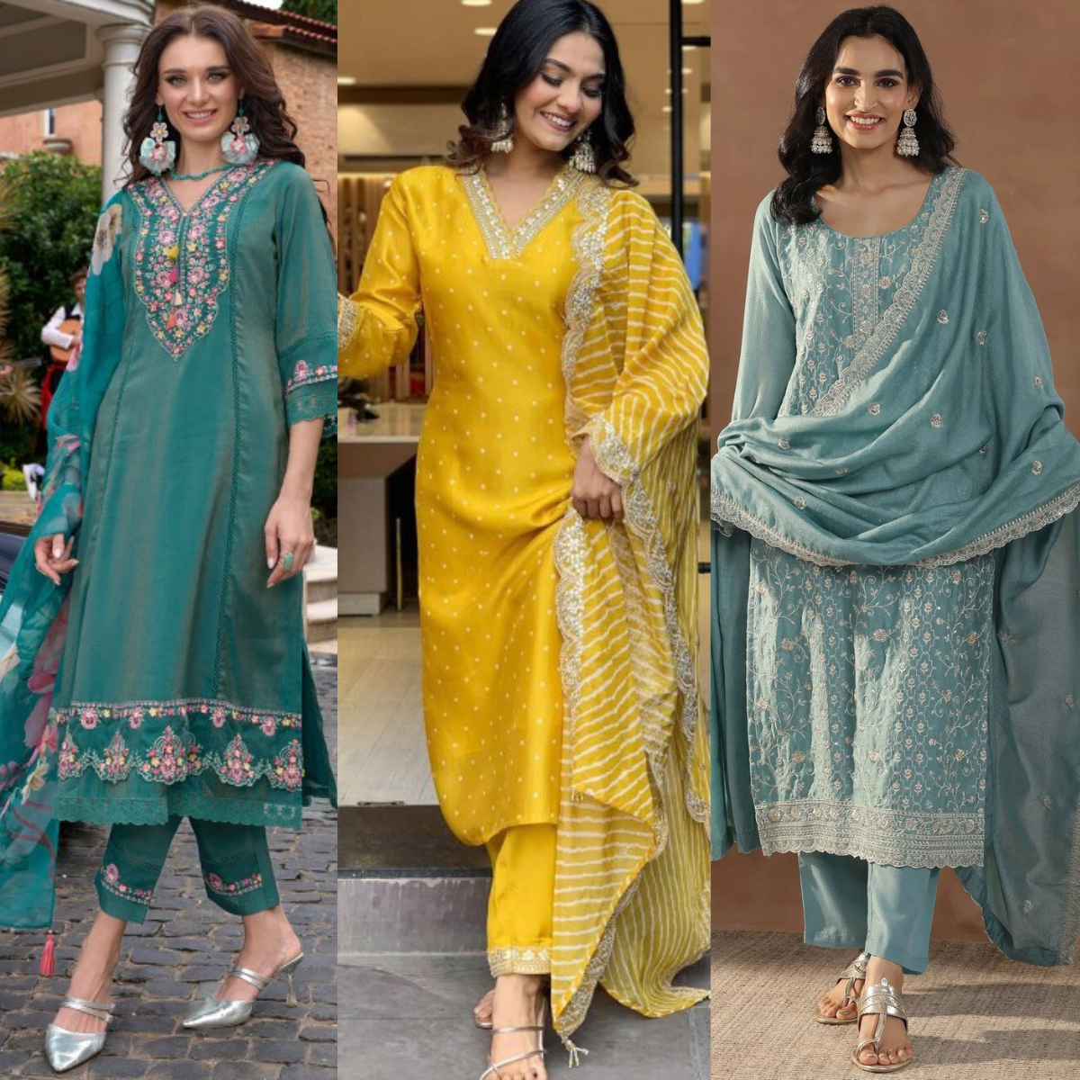 PACK OF 3 | Stylish Women’s Suit Set with Matching Dupatta | Perfect for Festivals & Parties | SD-09
