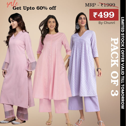 3-Piece Women’s Palazzo Kurti Set | Fusion of Comfort and Style for Any Occasion | KS-06