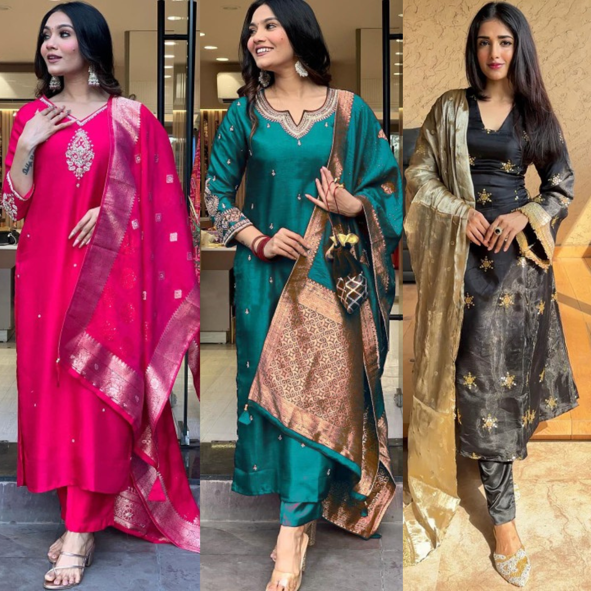 PACK OF 3 | Stylish Women’s Suit Set with Matching Dupatta | Perfect for Festivals & Parties | SD-10