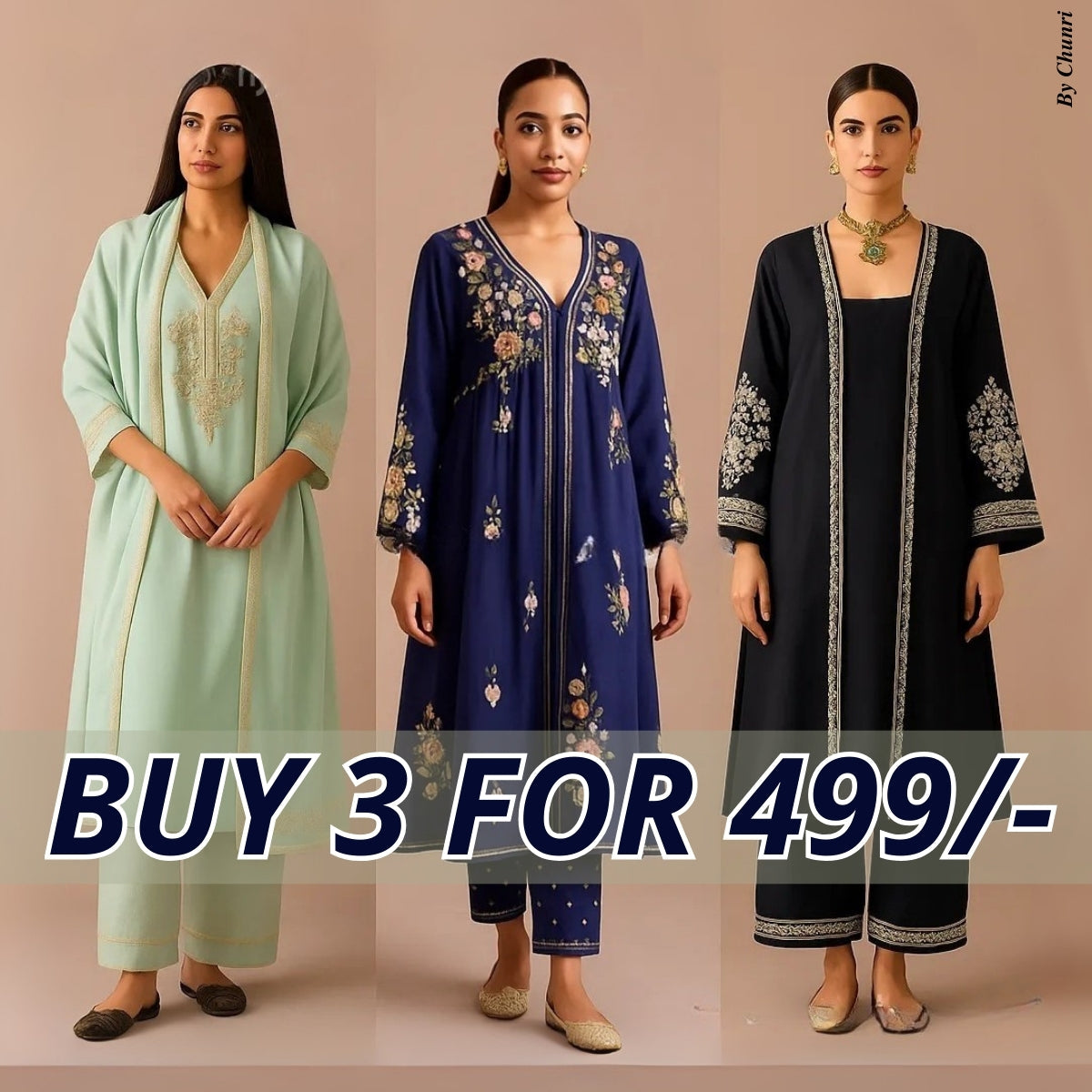 Celebrate Tradition with Our 3 Combo Festive Kurta Sets + Dupatta | FK-09