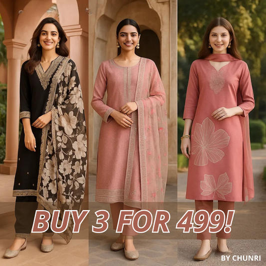 PACK OF 3 | Stylish Women’s Suit Set with Matching Dupatta | Perfect for Festivals & Parties | SD-01