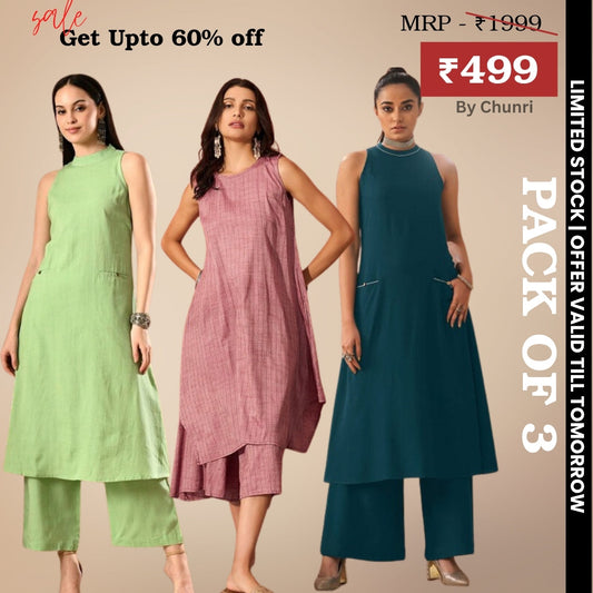 3-Piece Women’s Palazzo Kurti Set | Fusion of Comfort and Style for Any Occasion | KS-15