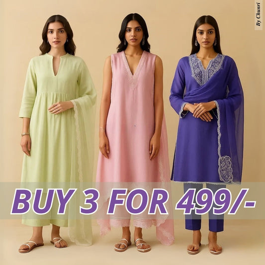 Celebrate Tradition with Our 3 Combo Festive Kurta Sets + Dupatta | FK-02