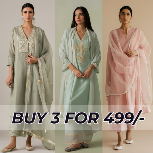 Celebrate Tradition with Our 3 Combo Festive Kurta Sets + Dupatta | FK-01