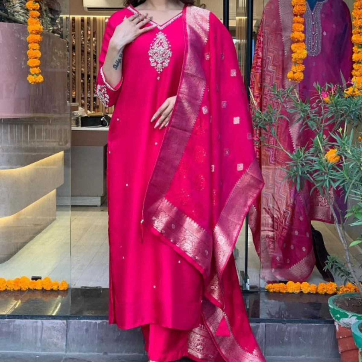 PACK OF 3 | Stylish Women’s Suit Set with Matching Dupatta | Perfect for Festivals & Parties | SD-04