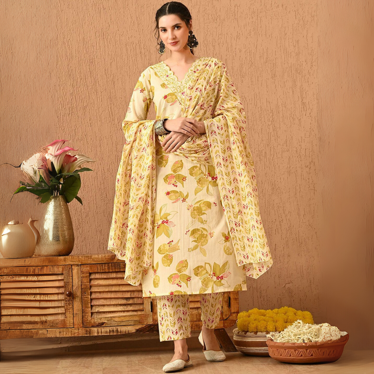 Comfort Meets Style: Women’s 3 Pack Cotton Kurta Set with Dupatta for Everyday Elegance| CK-03