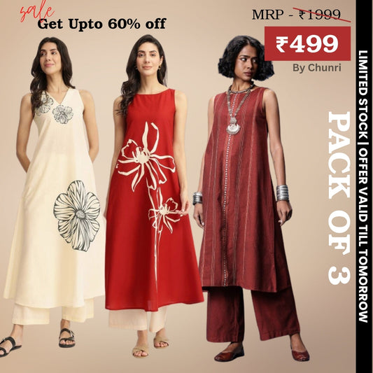 3-Piece Women’s Palazzo Kurti Set | Fusion of Comfort and Style for Any Occasion | KS-09