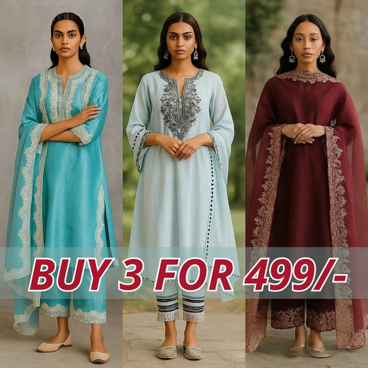 Celebrate Tradition with Our 3 Combo Festive Kurta Sets + Dupatta | FK-10